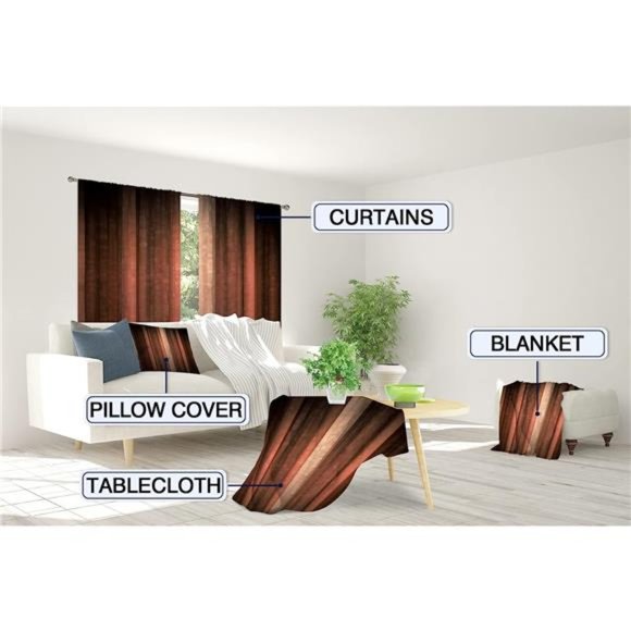 Brown Burnt Orange Curtains 42W x 63H Inch Rod Pocket Rustic Bedroom Decor Rust - Picture 5 of 6